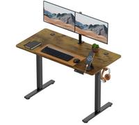Vonhaus Electric Standing Desk, Height Adjustable Sit Stand Desk, 3 Height Preset Technology, 120X60Cm, Dark Wood Walnut Effect