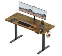 Black Standing Desk with Walnut Desktop 140x60cm and USB-C Charging Port