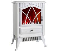 VonHaus Electric Stove Heater 1800W - Indoor Log/Wood Burner/Burning Effect, Free Standing Fire, Portable Fireplace, LED Flame, 2 Heat Settings, Adjustable Thermostat, White - H52 x W38 x D26cm