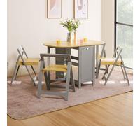 VonHaus Firbeck Folding Dining Table & Chair Set 4 in Grey VonHaus Grey