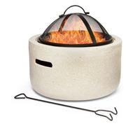 Vonhaus Fire Pit, 2 In 1 Firepit With Bbq Cooking Grill For Outdoor, Garden, Patio, Mgo Material, Use Wood Or Charcoal To Fuel