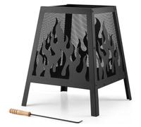 Vonhaus Fire Pit Square Flame Pattern, Portable Firepit For Outdoor Heating, Garden Fire Place For Wood & Charcoal