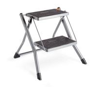 VonHaus 2-Step Stool - Anti Slip Feet - Easy to Store Foldable Design - Ideal for Home/Kitchen/Garage