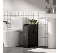 VonHaus Freestanding Shaker Style Slimline Bathroom Storage Unit in Black VonHaus Black