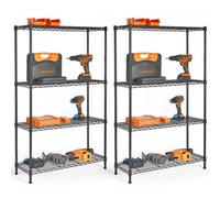 Vonhaus Garage Shelving Units Set Of 2 Adjustable 4-Tier Wire Shelving Unit For Storage - Metal Wire Shelves For Garage