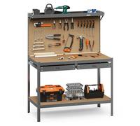 Vonhaus Garage Work Bench With Pegboard - Suitable For Most Garage Equipment - Storage Drawer, Shelf And 20 Hooks - 230Kg Capacity