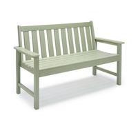 Vonhaus Garden Bench Sage Green, 2 Seater Outdoor Bench With Traditional Slatted Design, Durable Weather Resistant Hdpe, Westport