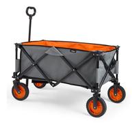 VonHaus Garden Cart - Collapsible Trolley, Trailer, Truck, Utility Wagon with Lining, Steel Frame, Brakes, Telescopic Handle, 70kg Weight Capacity - Heavy Duty for Outdoors, Festivals, Tools, Plants