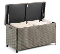 VonHaus Garden Storage Box 290L - Grey Rattan Outdoor Cushion Storage Box with Lockable Lid - Weatherproof Garden Container with Waterproof Liner, Gas Lift Hinges, Wheels & Carry Handle - Bali