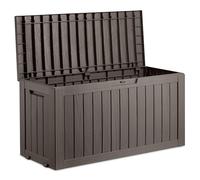 VonHaus Garden Storage Box - Outdoor Utility Chest Organiser - Weatherproof Plastic, Lockable Lid, Carry Handles, Compact & Portable - For Garden, Patio, Balcony, Decking - Grey (270L)