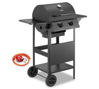 VonHaus Gas BBQ - Barbecue with x2 Gas Burners, Warming Rack, Fold Down Shelves, Temperature Gauge, Wheels, Large Cooking Grill & More - Barbeque that can Grill Meat, Fish & Vegetables