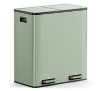 VonHaus Kitchen Bin, 60L Double Recycling Bin for Kitchen, Two Section Food Waste Separation System with Non-Slip Base & Removable Inner-Compartments, Large Airtight Trash Can, 2 x 30L (Sage Green)