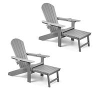 VonHaus Set of 2 Waterproof HDPE Garden Adirondack Chairs with Footstool in Grey | Size: 2 Pack VonHaus Grey 2 Pack