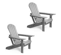 VonHaus Set of 2 Waterproof HDPE Garden Adirondack Folding Chairs in Grey | Size: 2 Pack VonHaus Grey 2 Pack