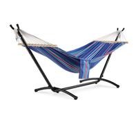 VonHaus Hammock with Stand - Freestanding 1 Person Striped Hammock Seat with Steel Frame - Polycotton Material & Adjustable Frame for Garden - Travel Bag for Beach, Camping & Outdoors - Blue Stripe