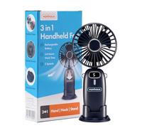 VonHaus Handheld Fan - Mini, Portable, Lightweight, USB Rechargeable, 5 Speeds, 90° Folding, 60cm Lanyard, Phone Stand - Cooling Fan Ideal for Desktop, Home, Office, Travel, Living Room, Bedroom