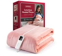 VonHaus Heated Throw Blanket - Electric Over Throw Fleece Blanket with Digital Control - Large Size 160 x 130cm, 9 Heat Settings, 9 Hour Timer, Safety Shut Off, Machine Washable, Soft Material - Pink