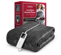 VonHaus Heated Throw Blanket - Electric Over Throw Fleece Blanket with Digital Control - Large Size 160 x 130cm, 9 Heat Settings, 9 Hour Timer, Safety Shut Off, Machine Washable, Soft Material - Grey