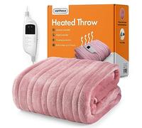 VonHaus Heated Throw Blanket - Electric Over Throw Fleece Blanket with Digital Control - Large Size 160 x 130cm, 9 Heat Settings, 9 Hour Timer, Safety Shut Off, Machine Washable, Soft Material - Pink