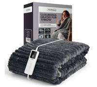 Grey Faux Fur Heated Throw Blanket