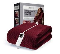 VonHaus Heated Throw Blanket, w/Gift Box - Herringbone Pattern, Burgundy | Electric Thermal Soft Material Fleece Over Warmer - Large Size 160 x 130cm, 9 Heat Settings, 9 Hour Timer, Machine Washable