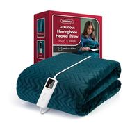 VonHaus Heated Throw Blanket - w/Gift Box - Herringbone Pattern, Teal | Electric Thermal Soft Material Fleece Over Warmer - Large Size 160 x 130cm, 9 Heat Settings, 9 Hour Timer, Machine Washable