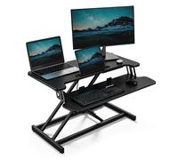 Height Adjustable Two Tier Standing Desk Converter with Keyboard Shelf VonHaus Black One Size