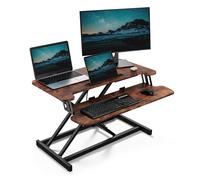 VonHaus Height Adjustable Dark Wood Standing Desk Converter with Keyboard Shelf in Dark Brown | Size: 1 Pack VonHaus Dark Brown 1 Pack