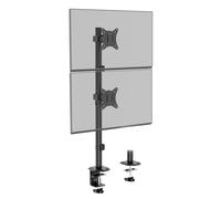 Vertical Double Monitor Stand for 13-32" Screens, Twin Monitor Mount with Clamp, Height Adjustable, Easy Assemble Stand with Full Tilt, Rotation &