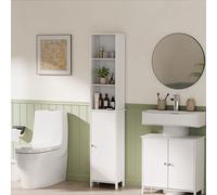 VonHaus Holbrook Freestanding Slim Tall Bathroom Storage Cabinet in White VonHaus White