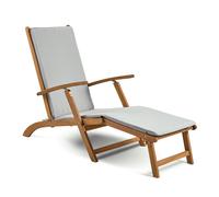Vonhaus Hudson Grey Sun Lounger Chair With Cushion