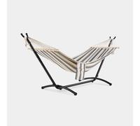 VonHaus Hammock with Stand - Freestanding 1 Person Striped Hammock Seat with Steel Frame - Polycotton Material & Adjustable Frame for Garden - Travel Bag for Beach, Camping & Outdoors - Blue & White