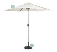 VonHaus Parasol with Base - 2.7M Parasol Umbrella for Outdoor, Garden, Patio - Sun Shade Canopy with Hand Crank & Tilt Function - UV30+ Protection, Air Vent, Powder Coated Steel Frame, Ivory