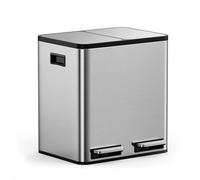 VonHaus Kitchen Bin, 30L Double Recycling Bin for Kitchen, Stainless Steel Two Section Food Waste Separation System with Non-Slip Base & Removable Inner-Compartments, Airtight Trash Can, 2 x 15L