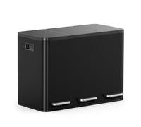 VonHaus Kitchen Bin, 45L Matte Black Triple Recycling Bin for Kitchen, Three Section Food Waste Separation System with Non-Slip Base & Removable Inner-Compartments, Airtight Trash Can, 3 x 15L