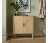 VonHaus Landos Storage Cabinet Tambour Design Sideboard with 3 Shelves in Natural | Size: 1 Pack VonHaus Natural 1 Pack
