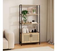 VonHaus Lena Rattan Effect Design Living Room Storage Bookcase in Brown VonHaus Brown