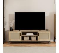 VonHaus Lena Rattan Effect Living Room Storage TV Stand in Brown VonHaus Brown