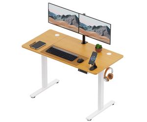 VonHaus Medium Home Office Electric Standing Desk with USB-C Charging in Light Brown VonHaus Light Brown