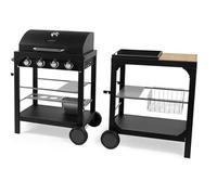 VonHaus Modular Gas Outdoor Kitchen Barbecue - Stainless Steel Food Grill & Food Preparation/Serving Cart - 4 Burner - Portable, Customisable, Interlocking