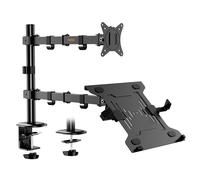 VonHaus Monitor Stand with Laptop Tray for 13-32" Screen, Monitor Mount and Desk Clamp, Height Adjustable, Easy Assemble Stand w/Full Tilt, Rotation & Swivel Arms, VESA: 75x75 & 100x100mm