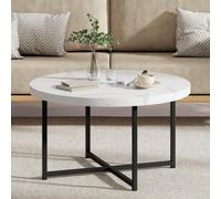 VonHaus Mosley Round Living Room Coffee Table in White VonHaus White