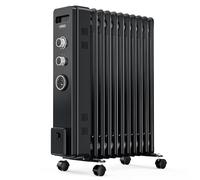 VonHaus Oil Filled Radiator 11 Fin - Oil Heater Portable Electric Free Standing 2500W for Home, Office, Any Room - 24 hour Timer, Adjustable Thermostat, 3 Heat Settings, 4x Wheels, 1.5m Power Cable