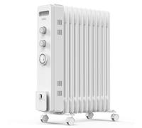 VonHaus Oil Filled Radiator 11 Fins - 2500W, 3 Heat Settings, 24 Hour Timer | Electric Portable Freestanding Heater for Home, Office, Any Room - Adjustable Thermostat, x4 Wheels, 1.5m Cable - White