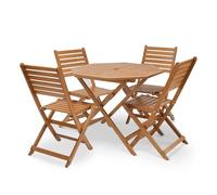 Hardwood 4 Seater Folding Garden Dining Table and Chair Set VonHaus Brown One Size