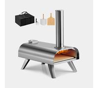 VonHaus Pizza Oven Outdoor - For Tabletop with Accessories, Peel, Chopping Board, Cutter, Storage Bag - Stainless Steel, Pellet Fuelled, Removable Chimney, Foldable Legs - For up to 12” Dough
