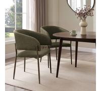 VonHaus Oxford Upholstered Set of Dining Chairs with Dark Wood Effect Legs in Dark Green | Size: 2 Pack VonHaus Dark Green 2 Pack