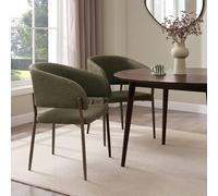 VonHaus Oxford Upholstered Set of Dining Chairs with Dark Wood Effect Legs in Dark Green | Size: 6 Pack VonHaus Dark Green 6 Pack