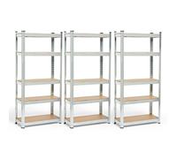 5-Tier Galvanised Steel Shelving Unit x3 - Silver (150 x 70 x 30cm)