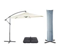 Vonhaus Parasol Set W/ 3M Cantilever Banana Umbrella, Parasol Base & Waterproof Storage Cover, Tilt & Crank, Uv30+ Protection